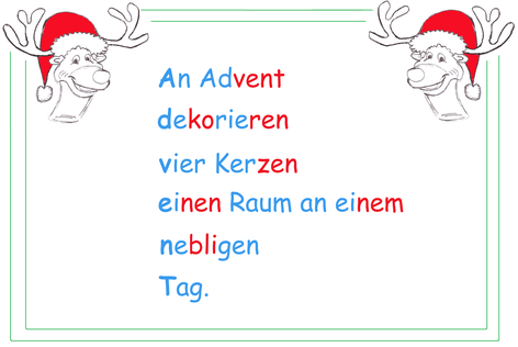 Weihnachtswörter, Akrostichon Advent Beispieltext, Weihnachtswortschatz