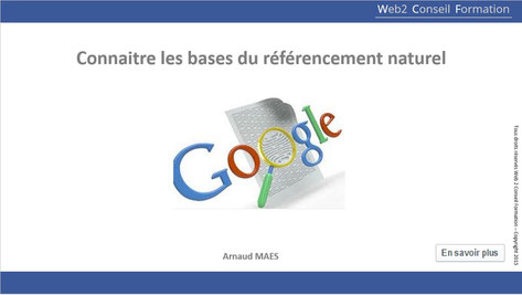 Formation "Connaitre les bases du referencement naturel-SEO" du Cabinet Web 2 Conseil Formation