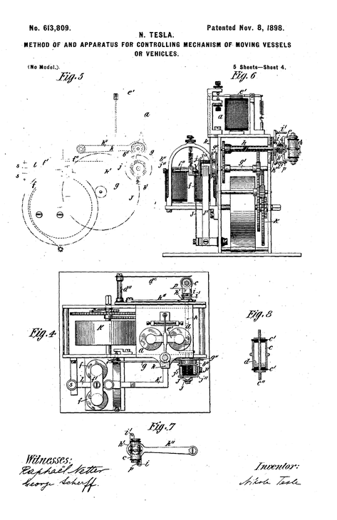 US613,809 - Method of and apparatus for controlling mechanism of moving vehicle -  November 8, 1898 