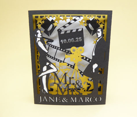Faire-part mariage cinéma Mr and Mr Smith fabriqué en France