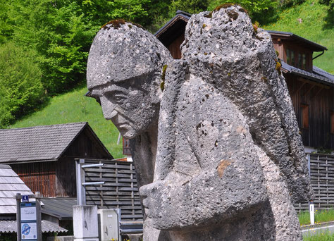 Kremsmünsterer Konglomerat, weiße Nagelfluh, Quartär, Schotter, Skulptur, Födisch, Hallstatt, Welterbe,