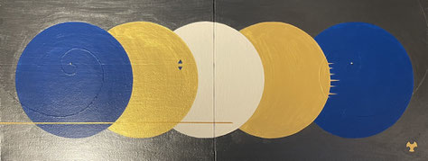 PLANETARY ALIGNMENT 1   820mm*318mm(410mm*318mm each)   F6*2   2025 acrylic on canvas, wood
