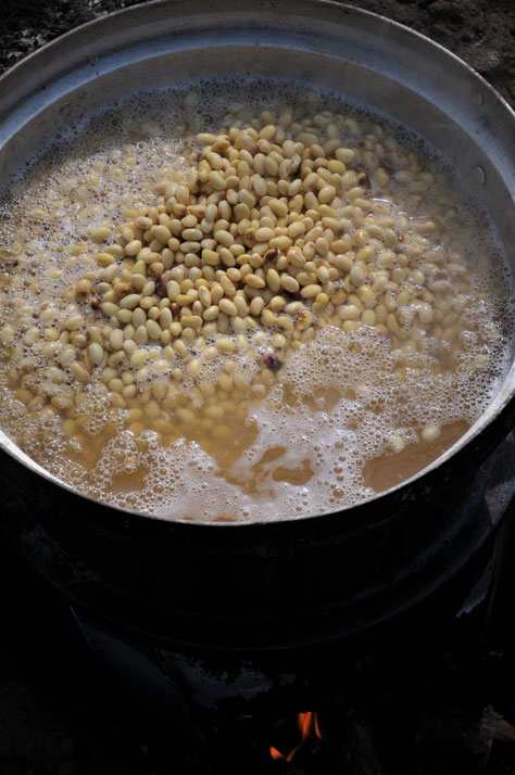 無農薬自然栽培の津久井在来大豆で味噌づくり