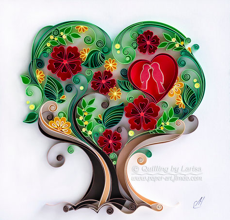 quilling , quilling paper, paper art, art, love, design, love heart, love tree, quilling tree, hearts, quilling art, quilling paper art