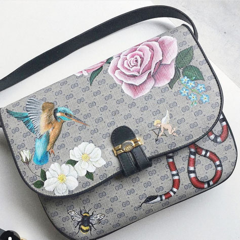 Gucci tas met beschildering met persoonlijke details