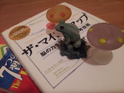 きのことカエルと本。これさえあれば結構ご機嫌な私です~(^-^)♪