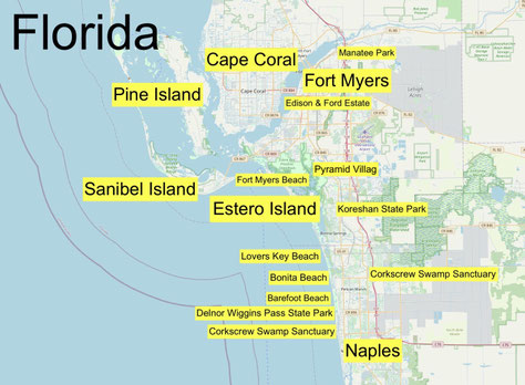 Bild: Karte Süd- Westküste Florida