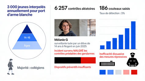 Profil des auteurs et inefficacité des mesures préventives contre les attaques au couteau en France