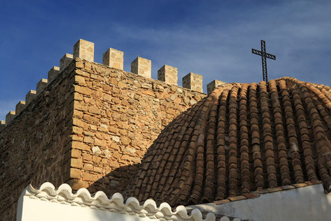 Detail of the Arabic tower and chapel in Cúllar