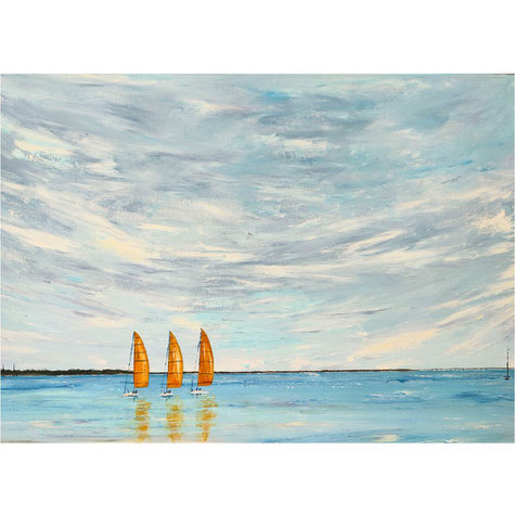 grand tableau coucher de soleil sur l'ocean a Ronce les Bains, peinture marine