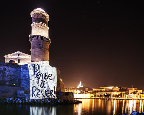 "Painting with lights" by Philippe Echaroux. Fort Saint-Jean. Marseille.