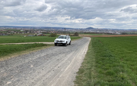 Historische Handelsroute: Schotterpiste oberhalb von Fulda