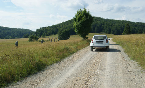Verlauf der Piste an Denkmälern entlang