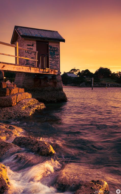 landscape photography sicart watsons bay fishing hut sunset sydney