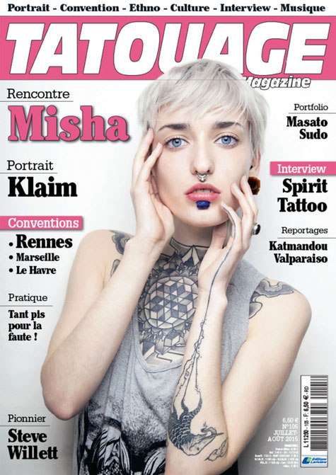 Parution dans tatouage magazine juillet/aout 2015