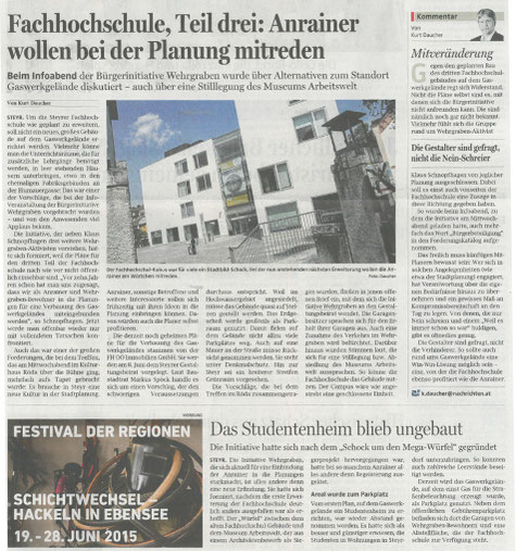 Oberösterreichische Nachrichten, 29.5.2015 (Artikel zum Vergrößern einfach anklicken).