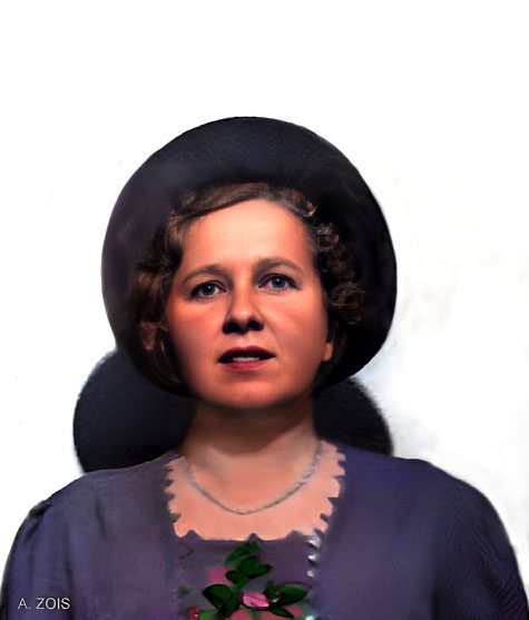 Late 1930s - Clarice on her wedding day. Image trimmed & rendered by Anthony Zois.