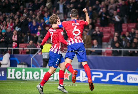 UEFA, CHAMPIONS LEAGUE, WANDA METROPOLITANO, KOKE, GRIEZMANN, GOL, AS MONACO, MONACO, FOTOGRAFIA DEPORTIVA