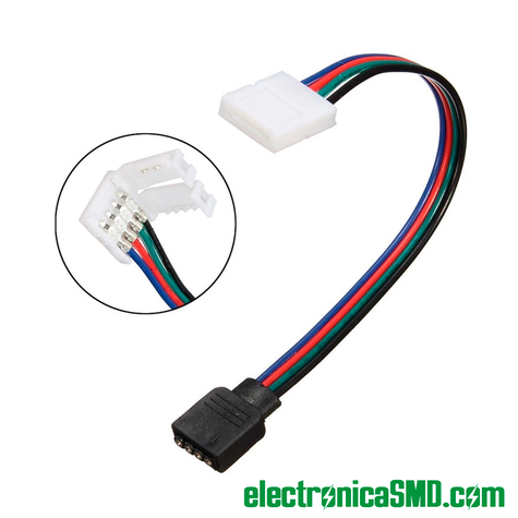 conector cable rgb 4 hilos, clip extension para tira cinta led, conector conexiones, guatemala, electronica