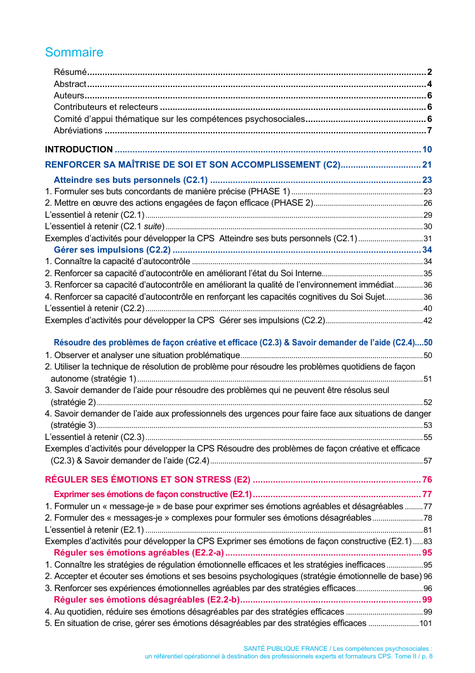 Compétences psychosociales. CPS. Référentiel opérationnel à destination des professionnels experts et formateurs CPS. Tome 2. Fiches d'activités CPS. PDF gratuit compétences psychosociales. Formation.