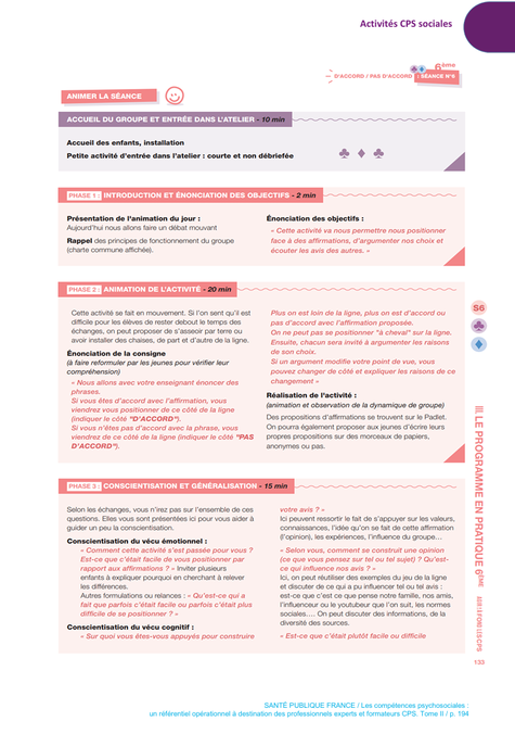 Compétences psychosociales. CPS. Référentiel opérationnel à destination des professionnels experts et formateurs CPS. Tome 2. Fiches d'activités CPS. PDF gratuit compétences psychosociales. Formation.