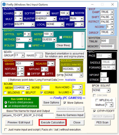 紫外線・可視光(UV/VIS)吸収スペクトルの計算(Firefly) - 知識のサラダ