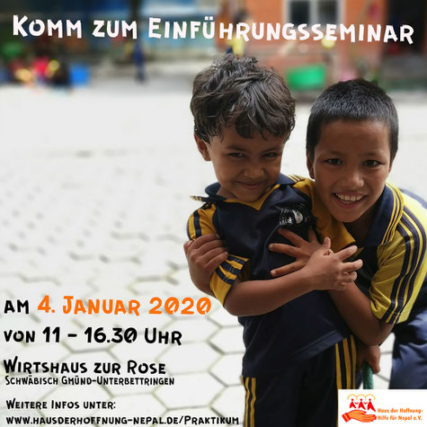 Komm zum Einführungsseminar am 4. Januar 2020 11-16.30Uhr