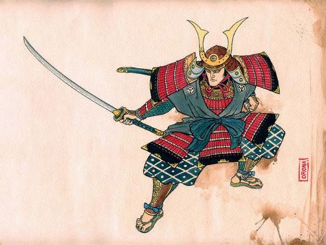 disegno di un Samurai armato di katana