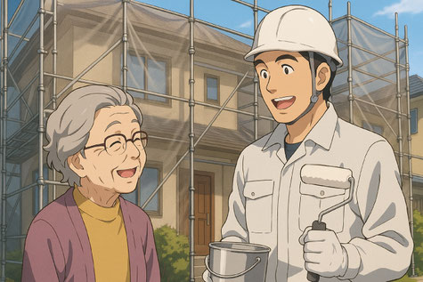 塗装屋さんに「お茶出しはどうしたらいいかしら？」と尋ねる家主・施主さん
