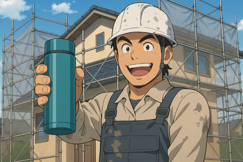 自前の水分（水筒）を必ず持参・用意している塗装職人