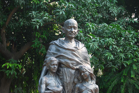 Gandhi Smriti, statue of Mahatma Gandhi.