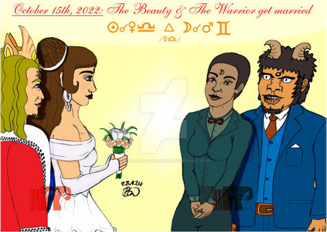 Die Hochzeit der Schönheit und des Kriegers am 15.10.2022, mit dem Sonnenkönig und der Mondgöttin als Trauzeug*innen