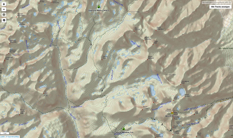 Von Crabtree Meadow bis Diamond Mesa kurz vor Forester Pass