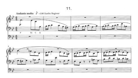 op.123a、11番 FEsCAの音階によるフーゲッテン。via Carus 50.123/10 p.24