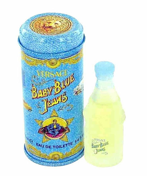 VERSACE - BABY BLUE JEANS : EAU DE TOILETTE 7,5 ML - FLACON EN FORME DE BOUTEILLE, EN VERRE DEPOLI