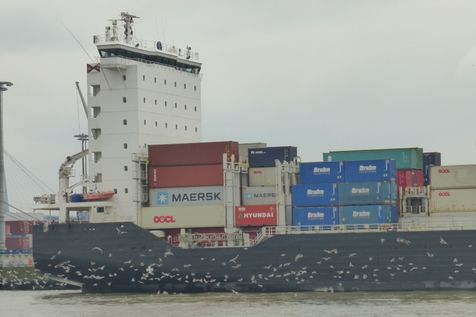 Container ship in Port of Hamburg