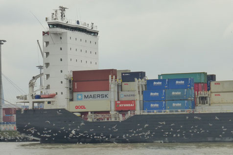 Containerschiff im Hamburger Hafen