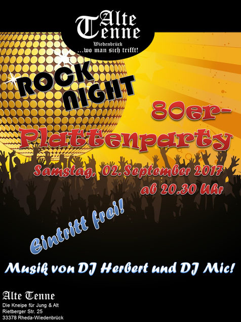 Rocknight - 80er-Plattenparty - Musik von DJ Herbert und DJ Mic