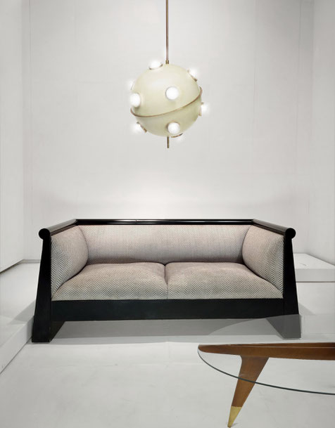 Studio Simon Sofa, 1980s / Oscar Torlasco Pendant Light Model 551/ Gio Ponti Coffee Table Singer & Sons, 1950 - PN.Modern pnmodern