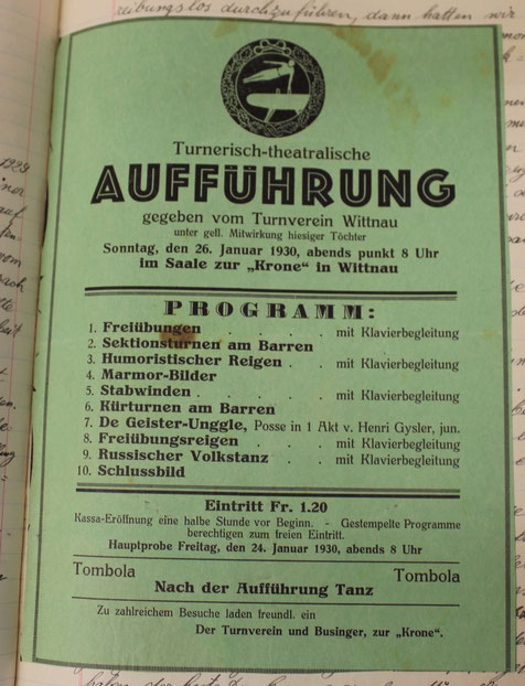 Turnerisch-theatralische Aufführung 1930 (Gemeindearchiv Wittnau)