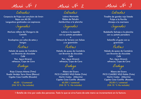 Menús de navidad la mulata-Santader 2019