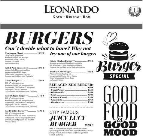 © Cafe Leonardo® -Burger & City Famous "Juicy Lucy Burger"