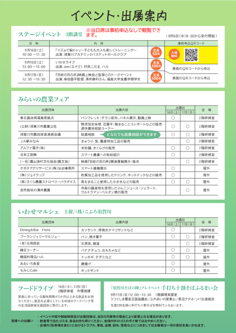 みらいの農業フェア＆いわせマルシェ,こぷろ須賀川,いわせコミュニティセンター