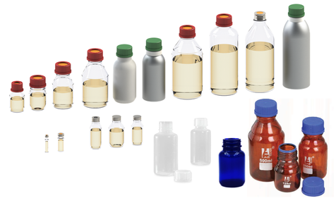 sample receiver, sample container, sample bottle cap with septa septum, Liquid Sample Bottle Receiver types, glass sample bottle, plastic sample bottle, PET sample bottle, PTFE bottle, HDPE, amber glass sample bottle, liquid sampling echatest 