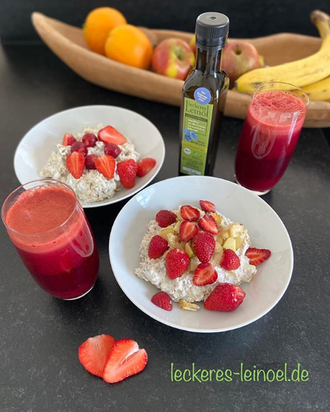 Frisches Saft mit Leinöl