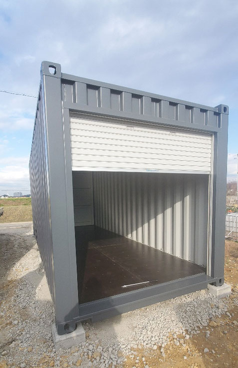 愛知県長久手町 NEWVANコンテナ20ftグレー・シャッター付設置
