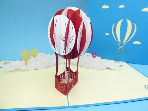 Carte pop-up amoureux en montgolfière