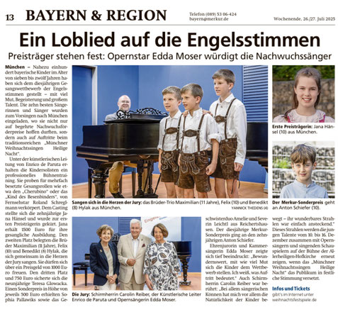 Kindersopane der Engelsstimmen im Münchner Weihnachtssingen 2024 in der Residenz