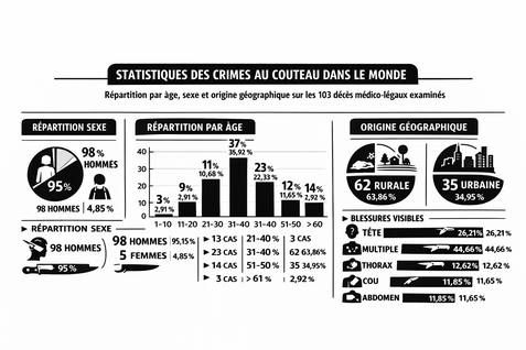 statistiques mondiales des crimes au couteau