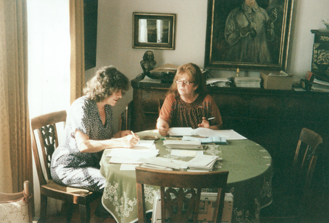 Ms. Ulrike Friedrichs and Ms. Bettina Heinen-Ayech in preparation for the publication of Erwin Bowien's catalog raisonné, 1998